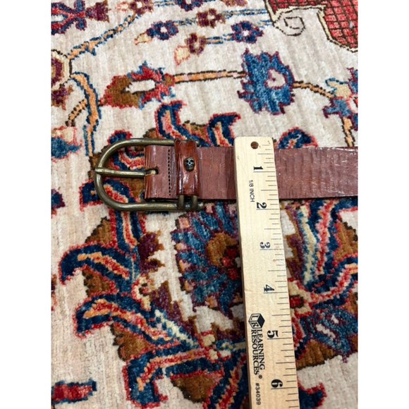Zadig & Voltaire Brown Leather Belt Distressed Slit-Embossed Skull Buckle Rock main image 3